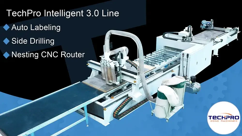 nesting cnc router with labeling and drilling units machine
